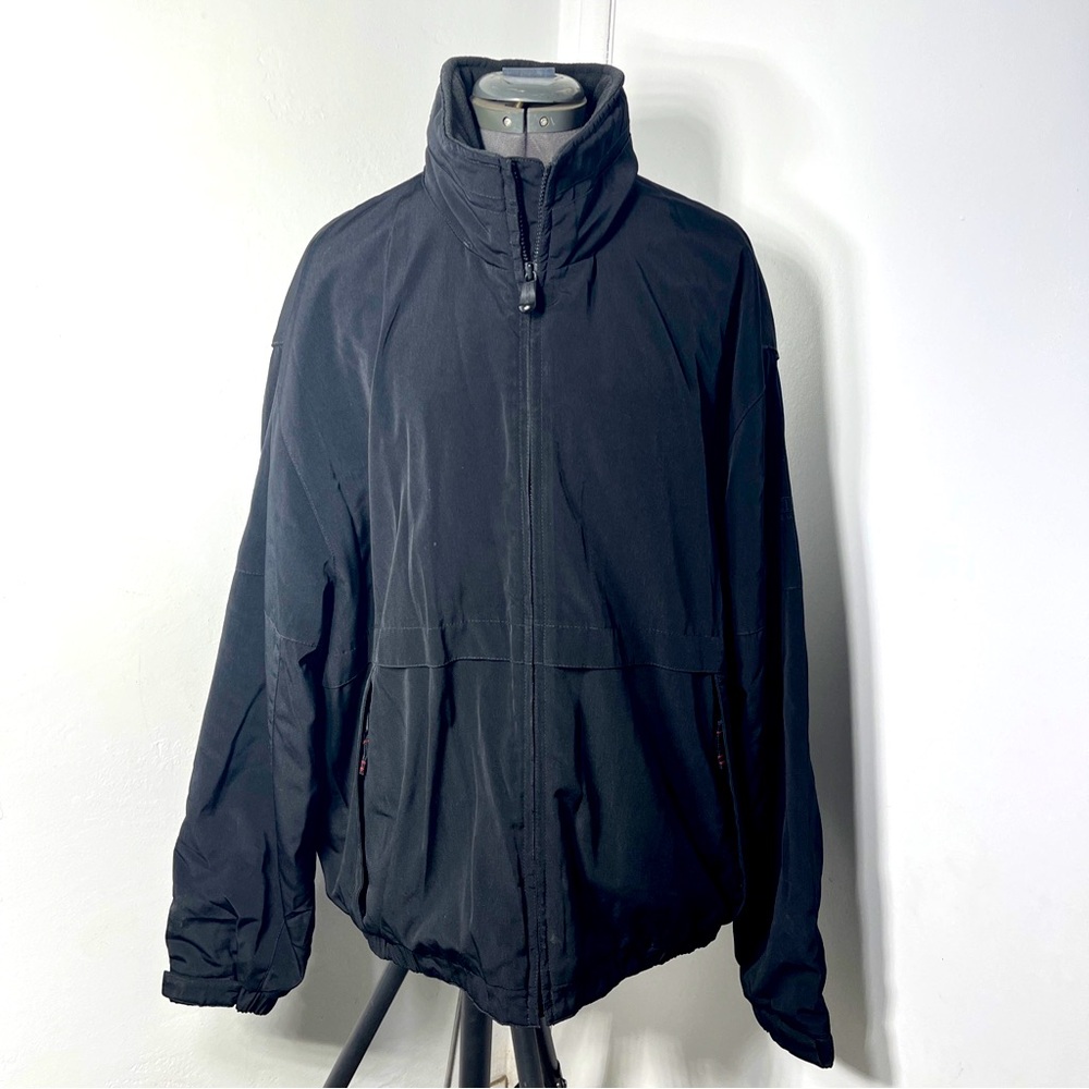 vtg pacific trail jacket seattle USA black fleece Men’s XL Removable Hood Zip Up